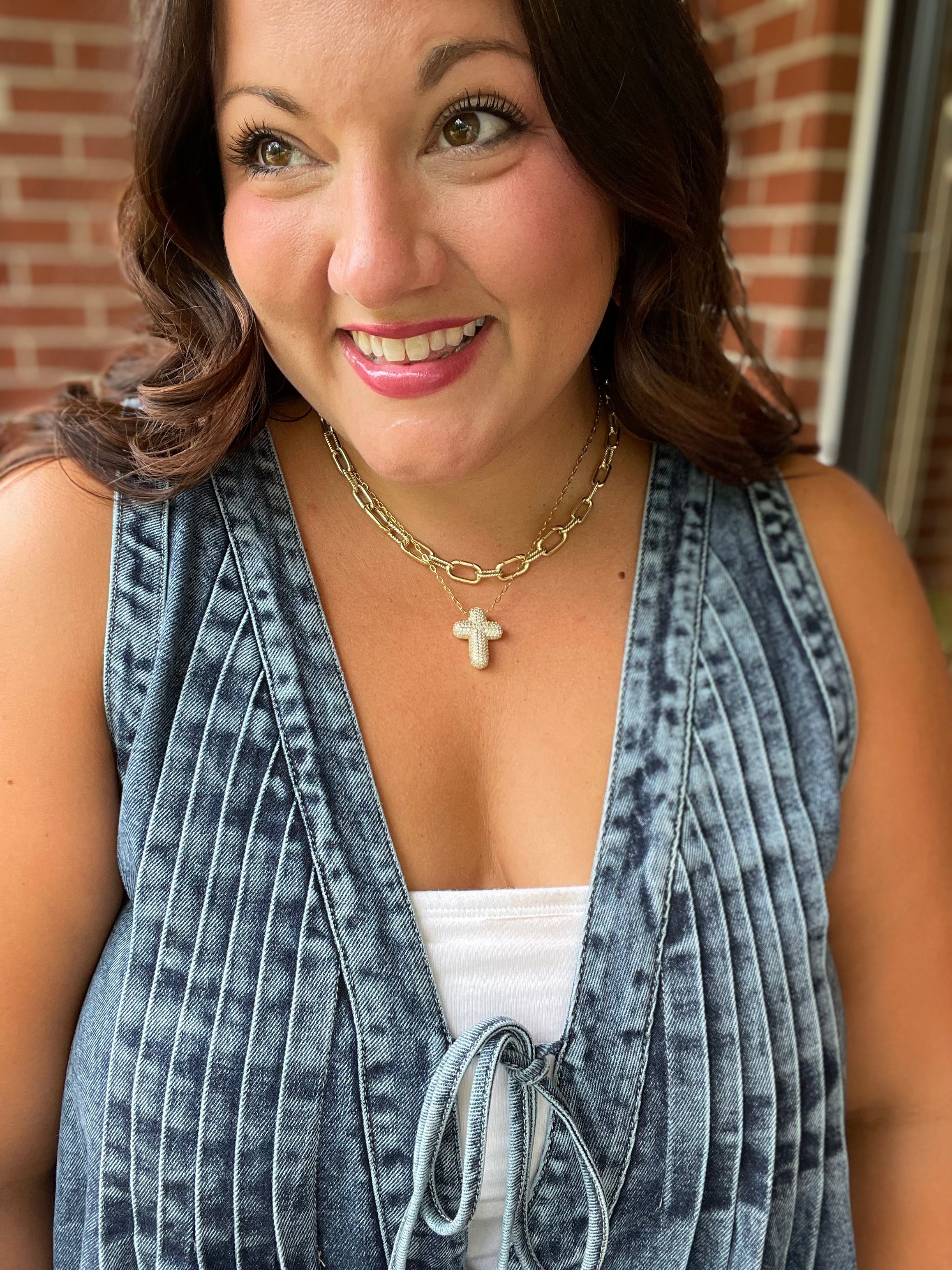 Denim V-Neck Tie-Front Dress