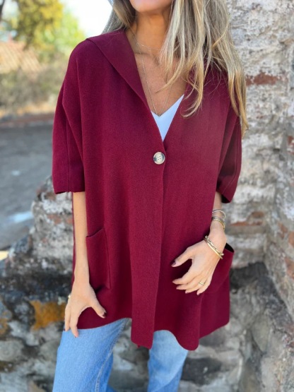 CLEARANCE SALE🔥Notch Lapel Wrap Cape Coat