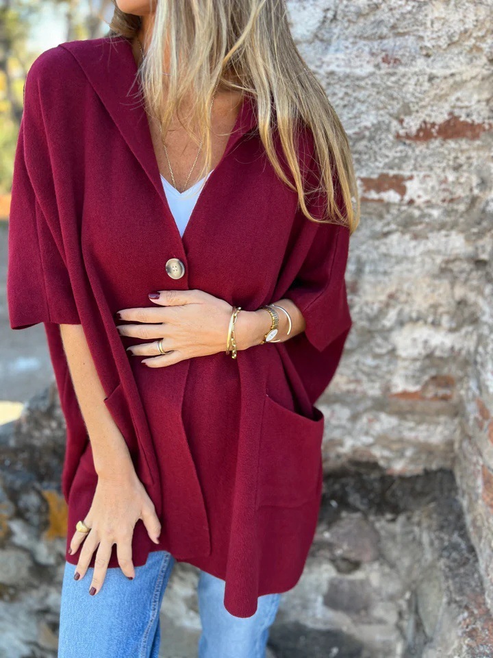 CLEARANCE SALE🔥Notch Lapel Wrap Cape Coat