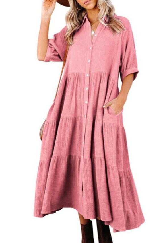 New Medium And Long-Sleeved Shirt Dress