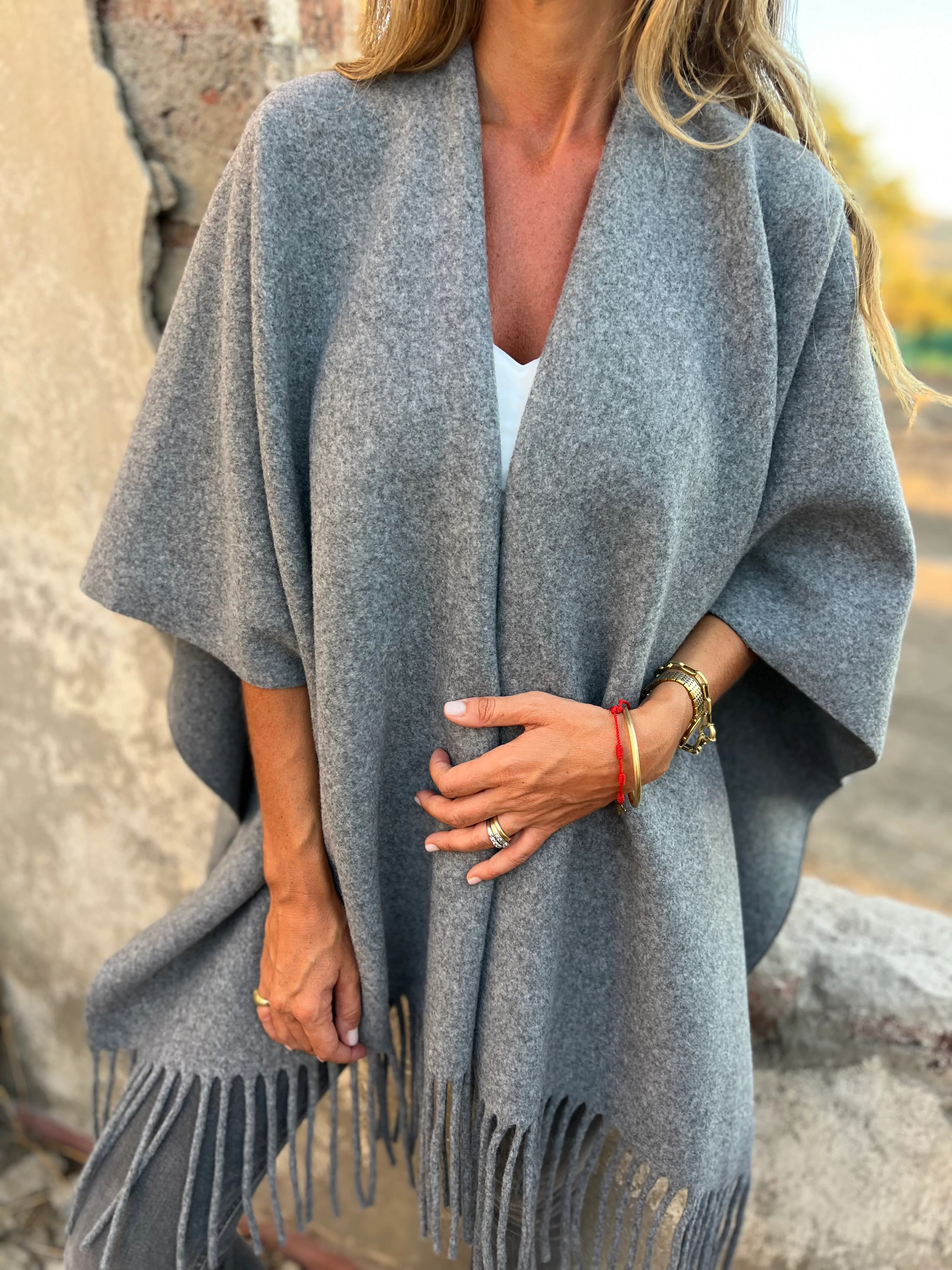 CLEARANCE SALE🔥 Soft Wool Blend Fringe Poncho