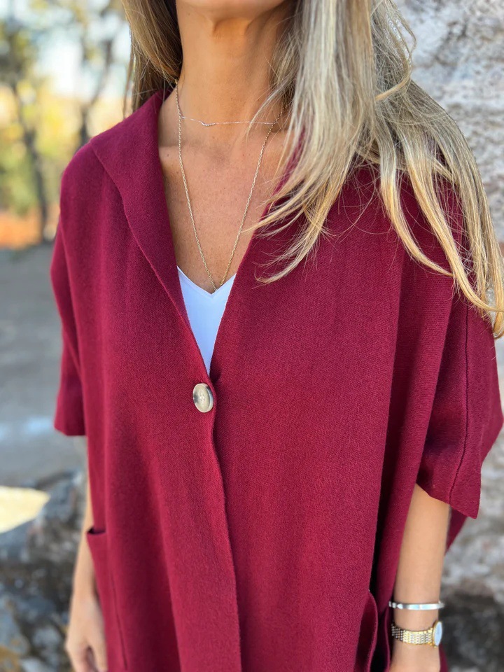 CLEARANCE SALE🔥Notch Lapel Wrap Cape Coat