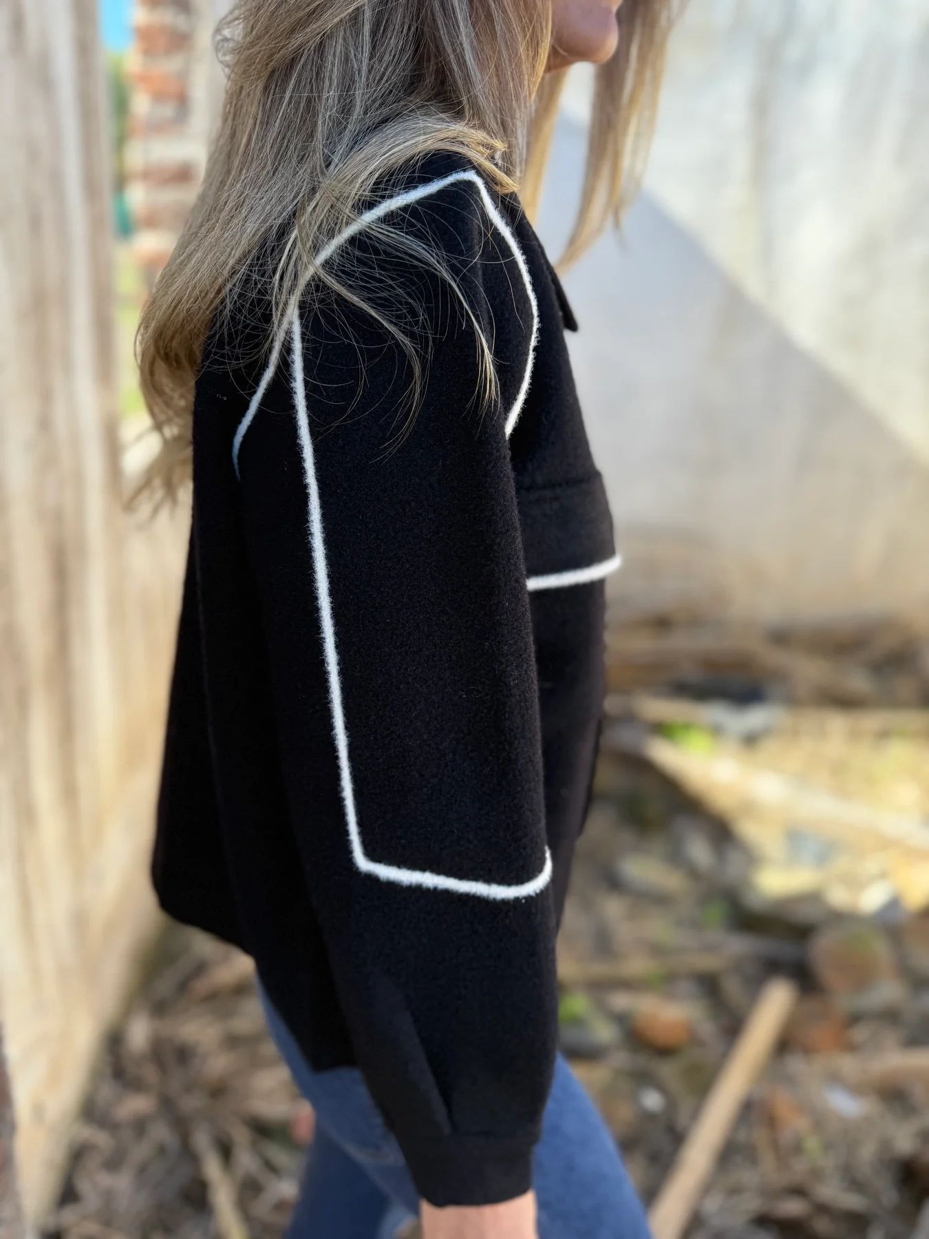 CLEARANCE SALE🔥Cropped Notch Lapel Button Accent Jacket