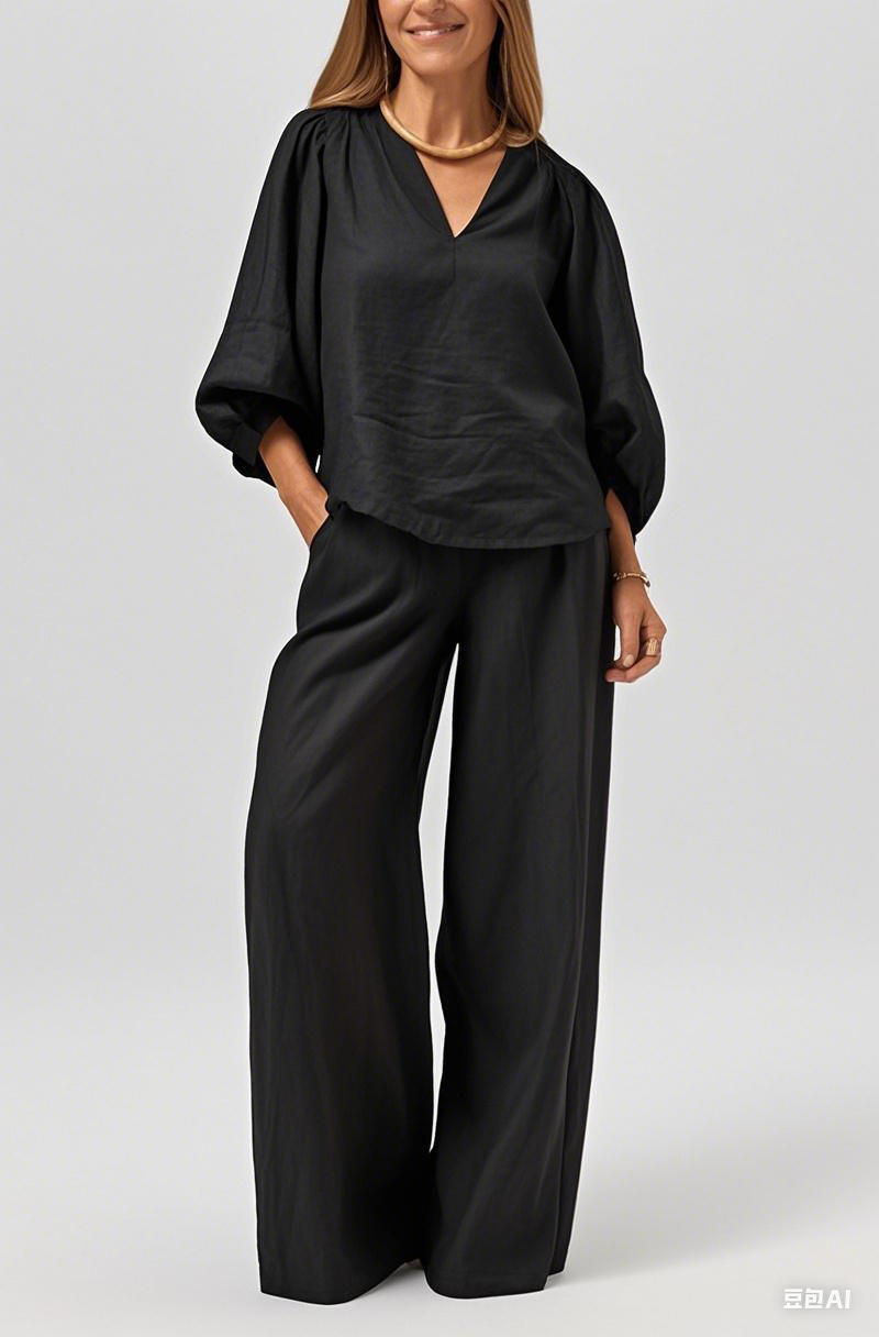[Copy]Women's Cotton & linen casual Buttoned Shirt & Pants Set