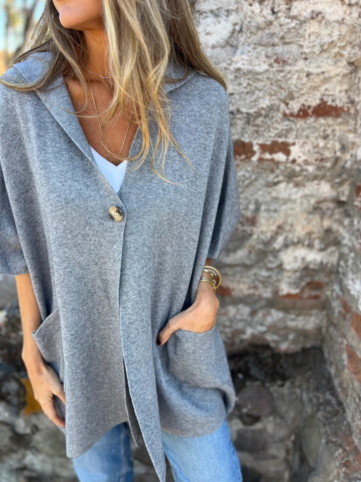 CLEARANCE SALE🔥Notch Lapel Wrap Cape Coat