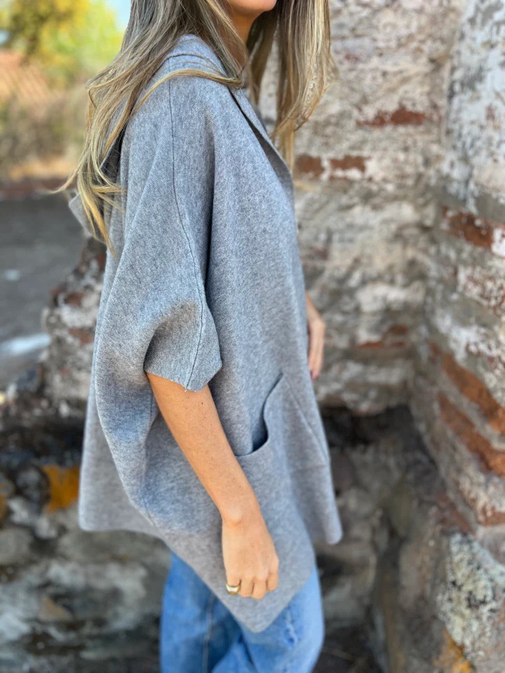 CLEARANCE SALE🔥Notch Lapel Wrap Cape Coat