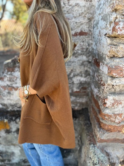 CLEARANCE SALE🔥Notch Lapel Wrap Cape Coat