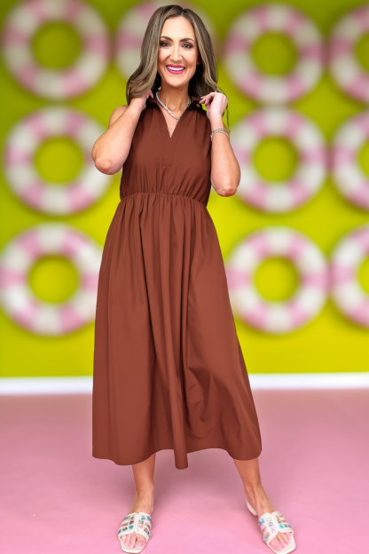 SSYS Rosemary Collared Sleeveless Midi Dress In Black