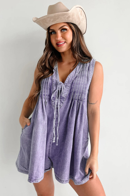 Denim V-Neck Tie-Front Dress