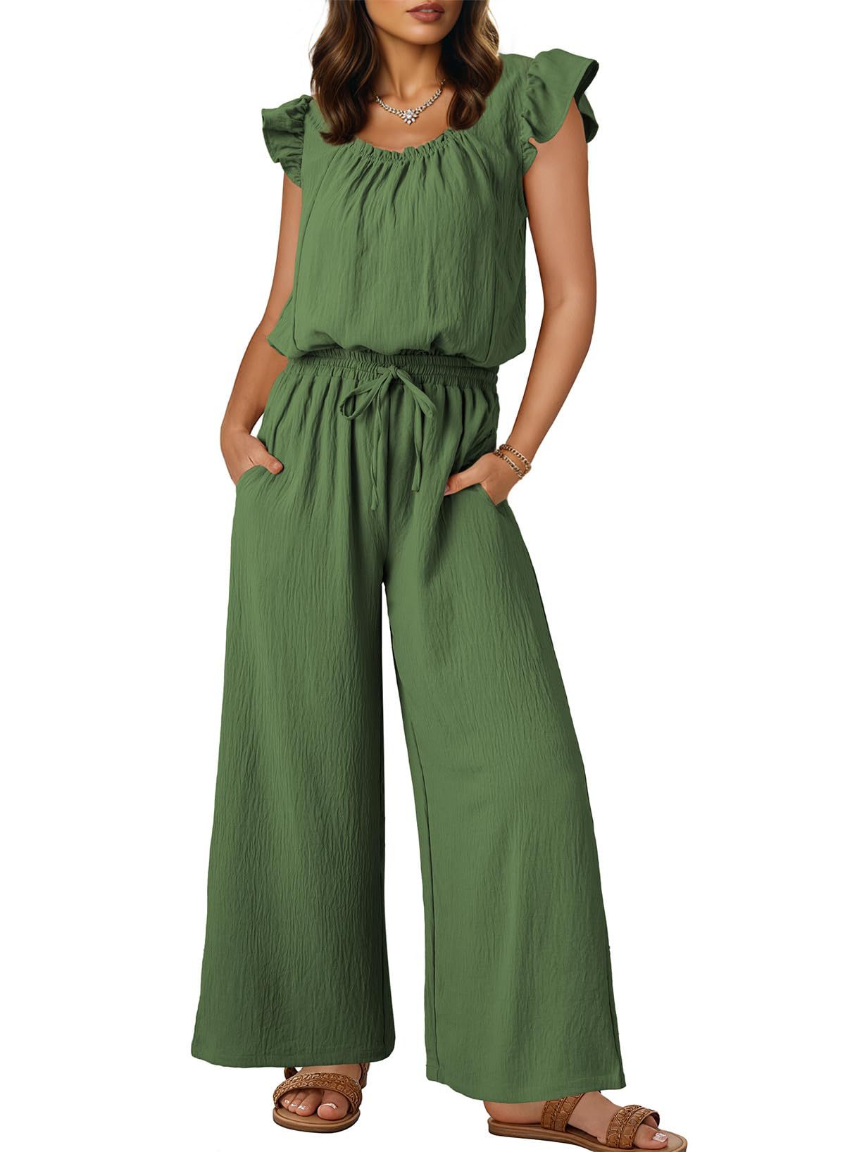 2025 Women's New Summer Short-Sleeved Pleated Wide-Leg pants casual suit