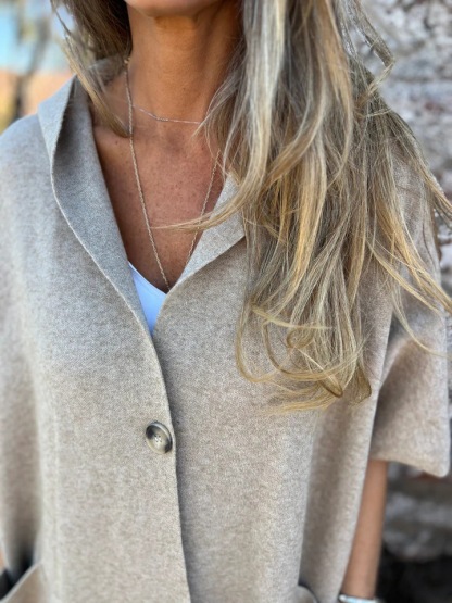 CLEARANCE SALE🔥Notch Lapel Wrap Cape Coat