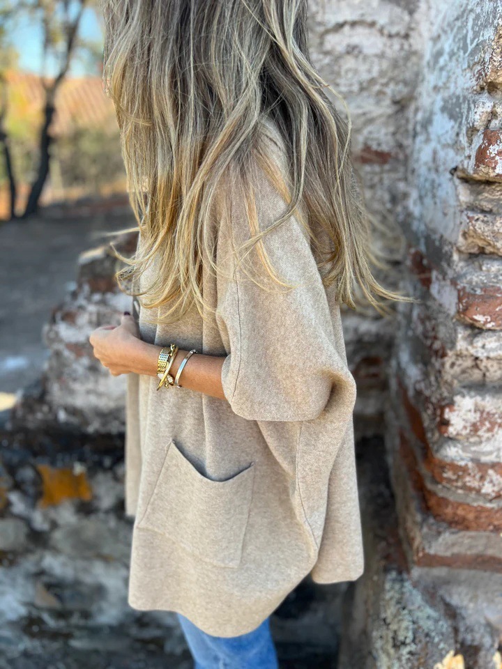 CLEARANCE SALE🔥Notch Lapel Wrap Cape Coat