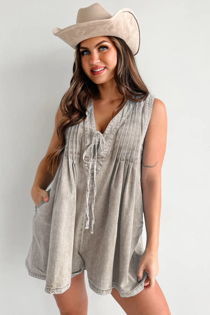 Denim V-Neck Tie-Front Dress