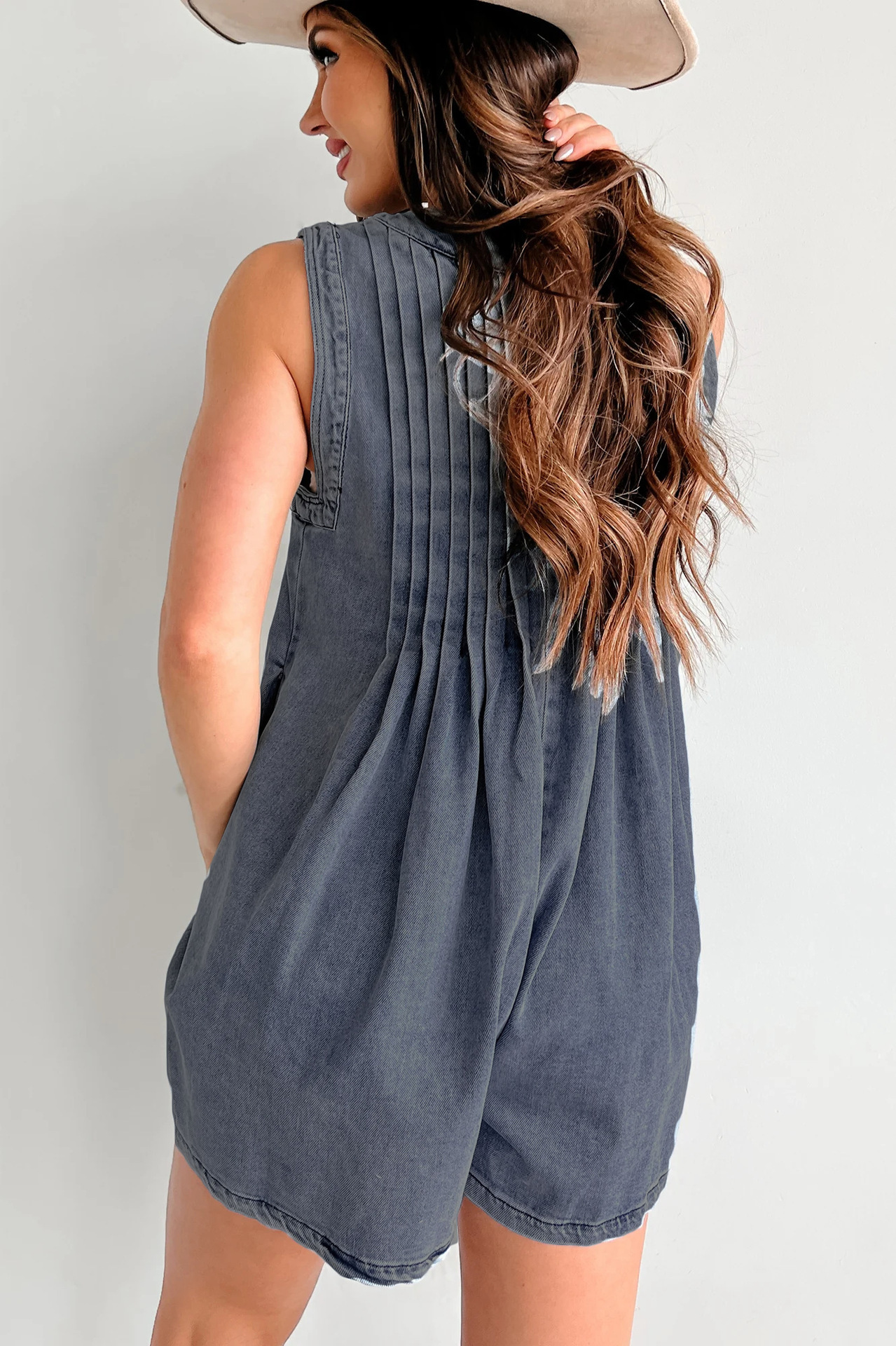 Denim V-Neck Tie-Front Dress
