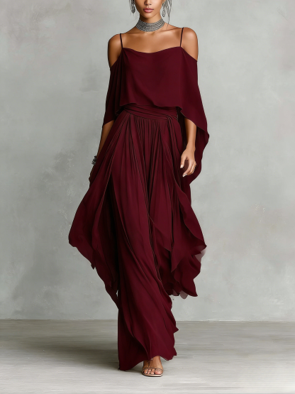 Flowy Chiffon Two Piece Maxi Dress