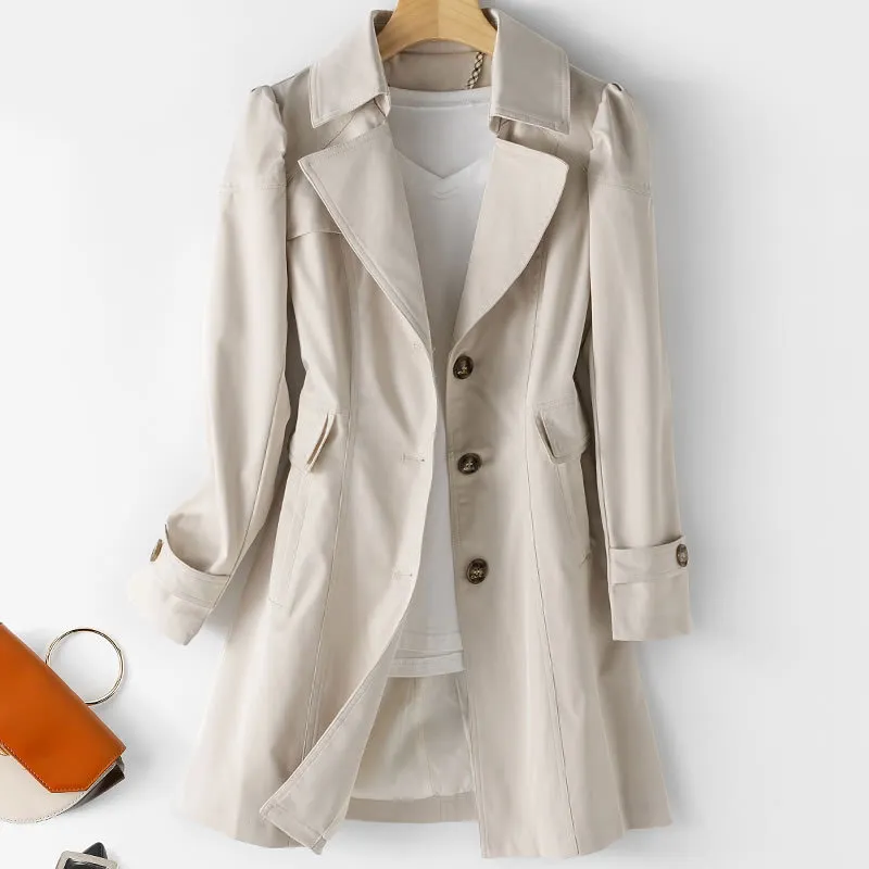 Women's mid-length trench coat tops jacket
