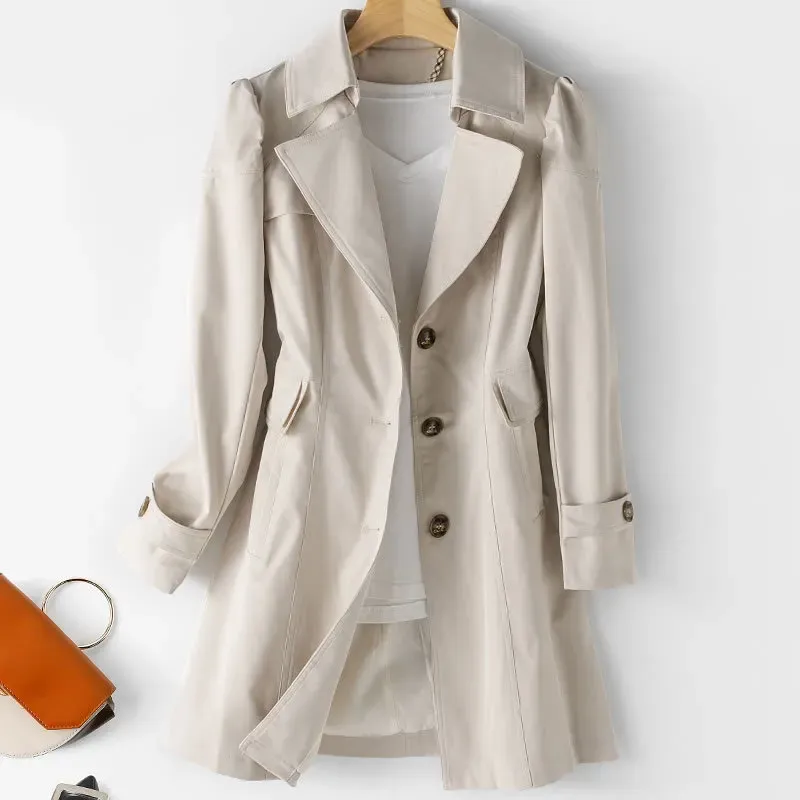 Women's mid-length trench coat tops jacket