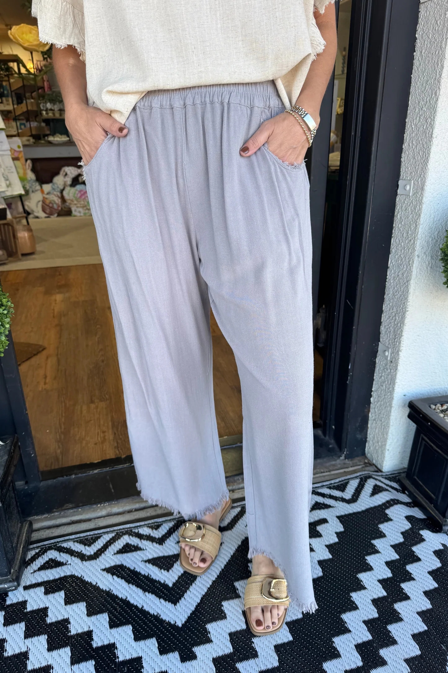 WOMEN'S SUMMER CAPRI WIDE LEG FLOWER PANTS