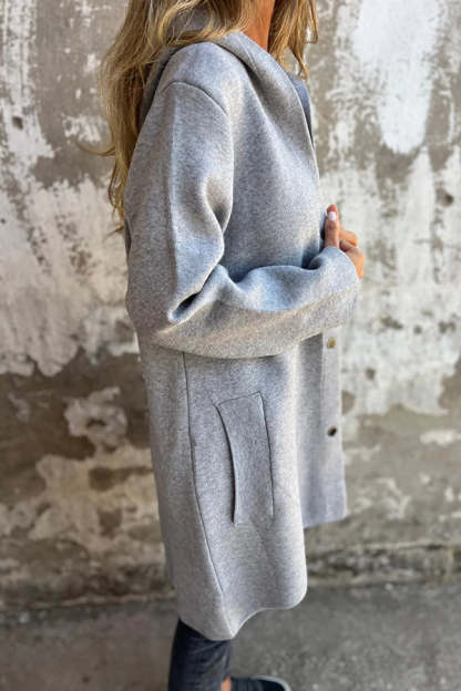 Solid Color Casual Long Sleeve Single Breasted Hooded Jacket