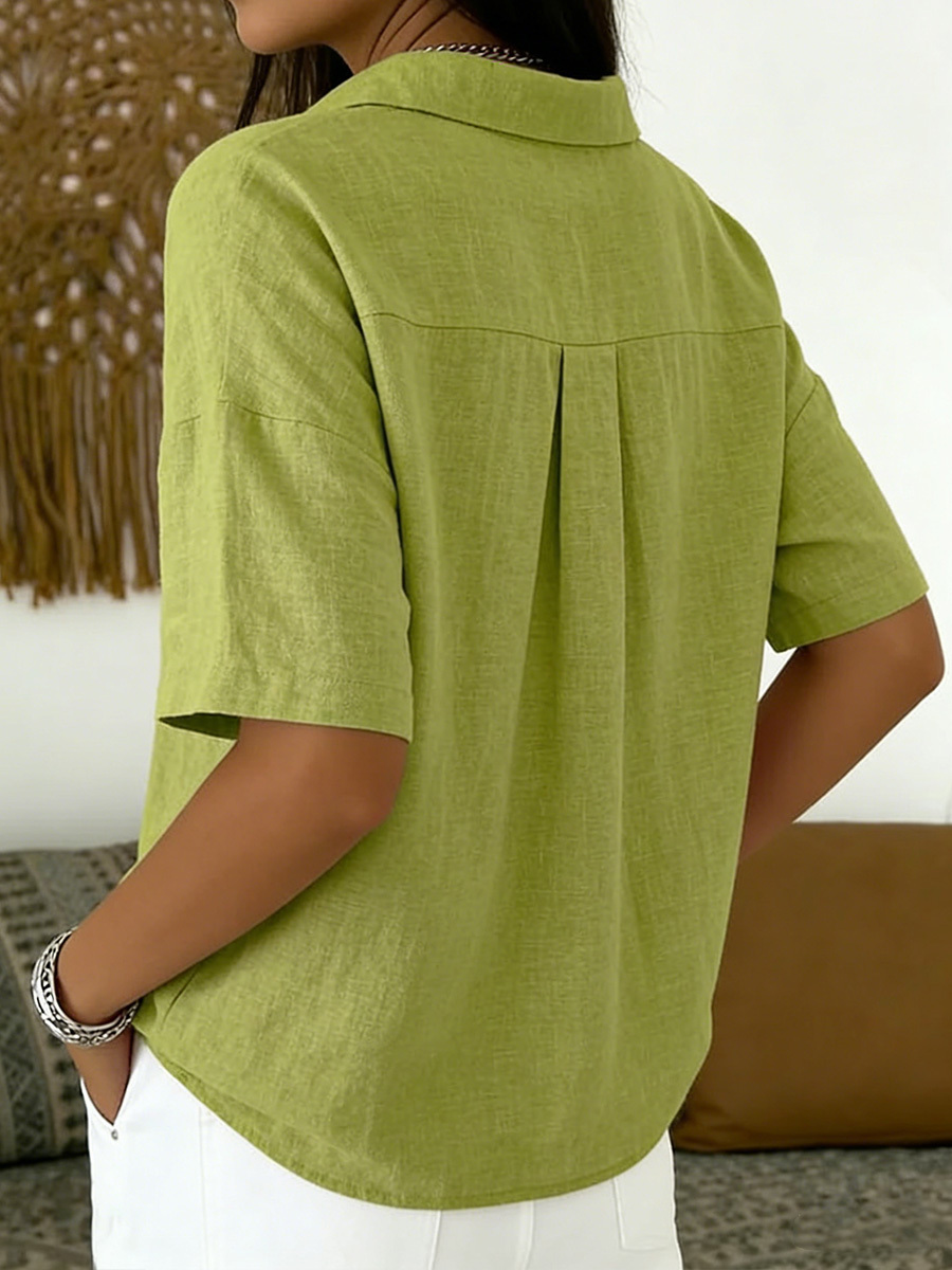 New Arrivals🔥 Women’s Casual Loose Linen Polo Blouse Shirt