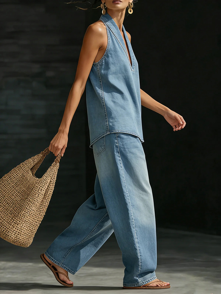 New Arrivals🔥 Women's Cozy Minimalist Two-piece Denim Set