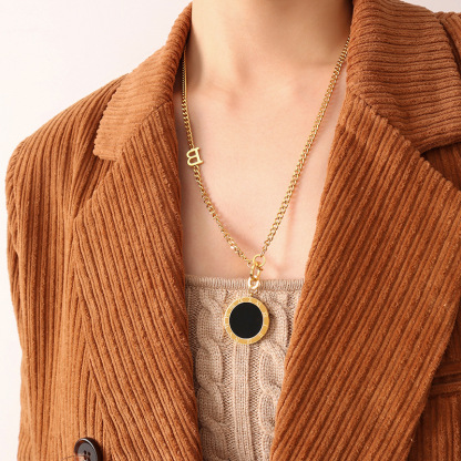 Black & White Double-Sided Pendant Necklace