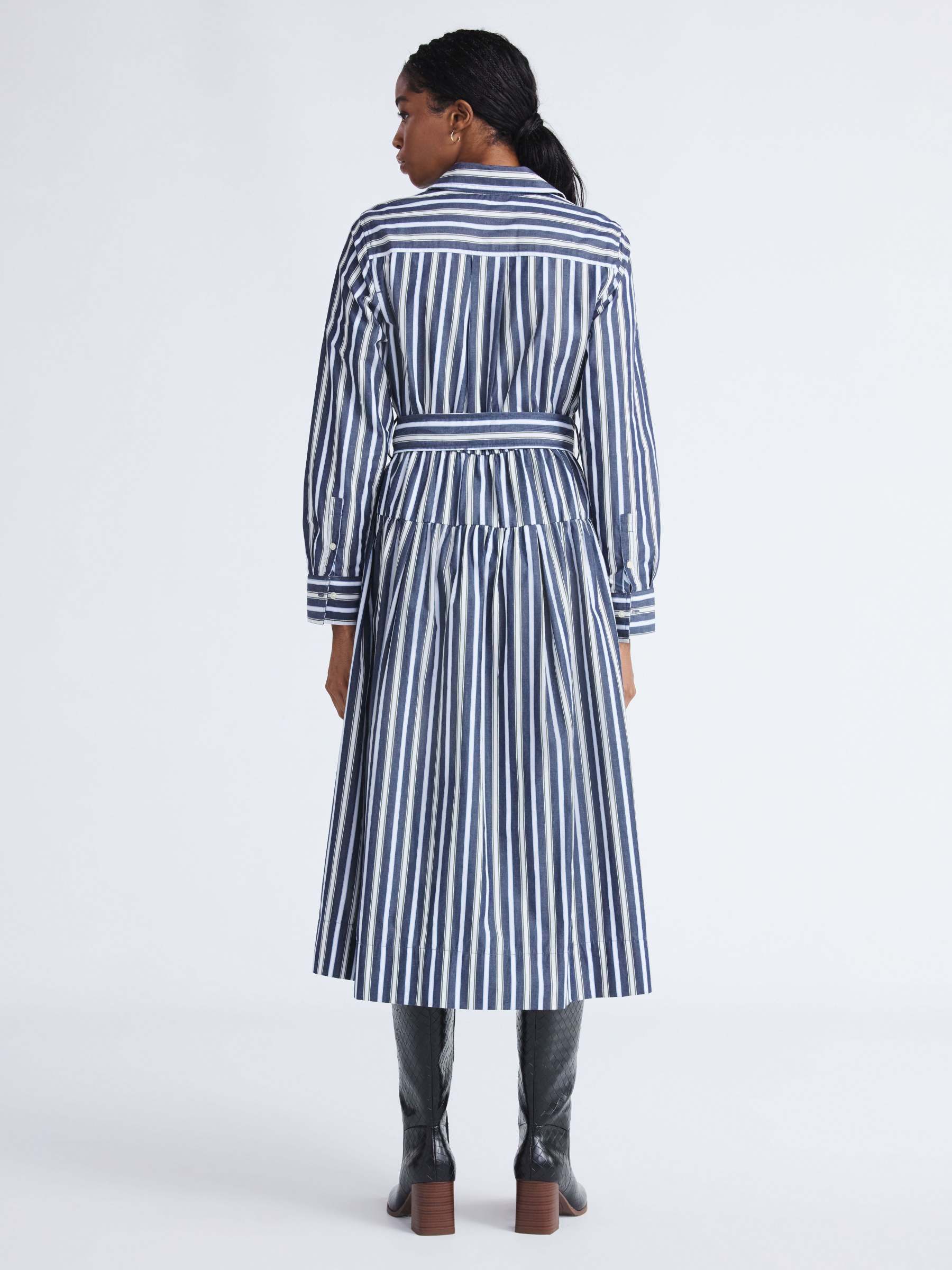 Long-Sleeve Belted Cotton Maxi 