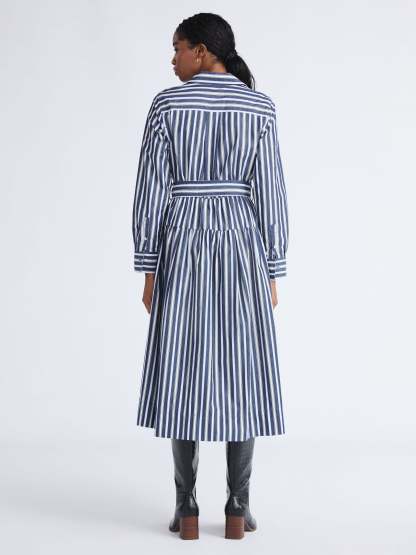 Long-Sleeve Belted Cotton Maxi 