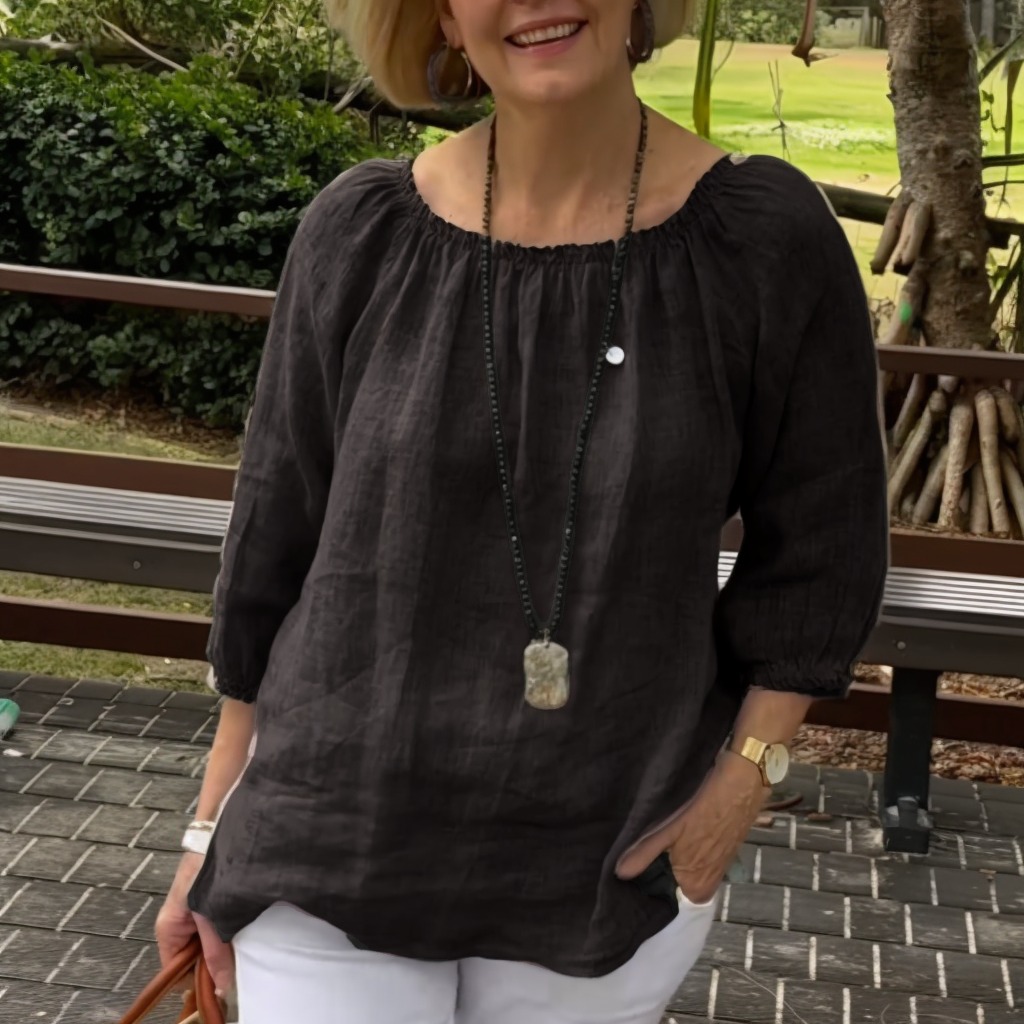 2024 New Women's Casual Cotton Linen Shirt Top