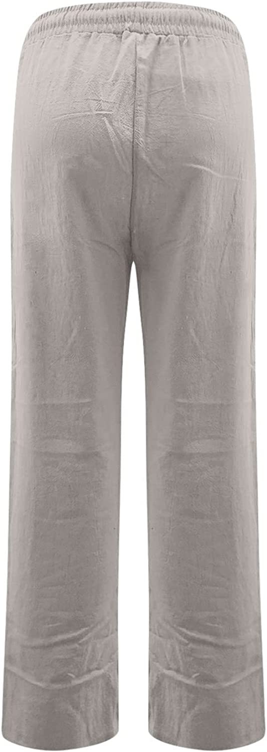 BDNXTV Casual Pants for Women, Women Drawstring Slim Fit Pant Pockets Lightweight Breathable Solid Color Summer Trousers