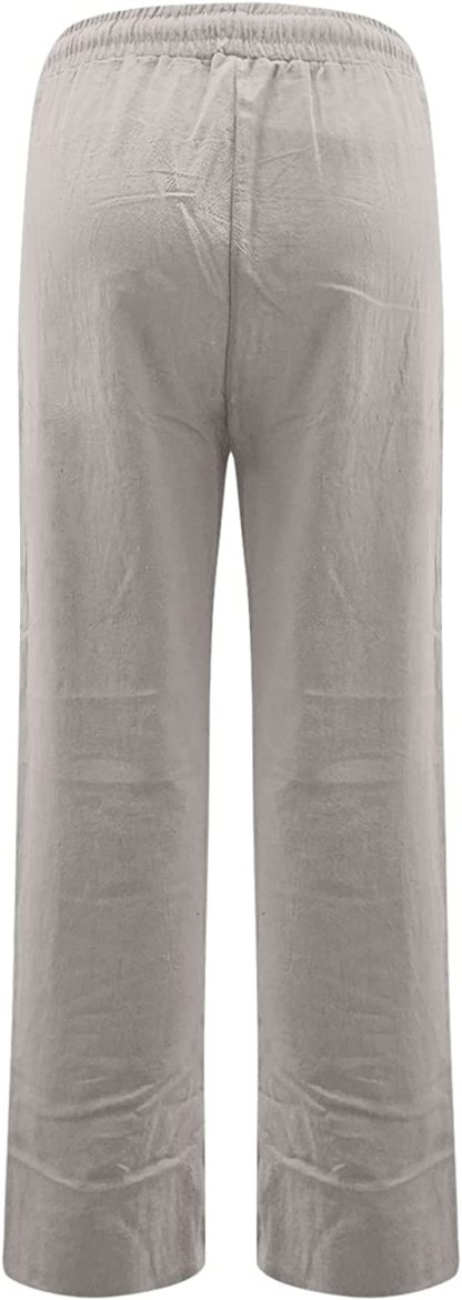 BDNXTV Casual Pants for Women, Women Drawstring Slim Fit Pant Pockets Lightweight Breathable Solid Color Summer Trousers