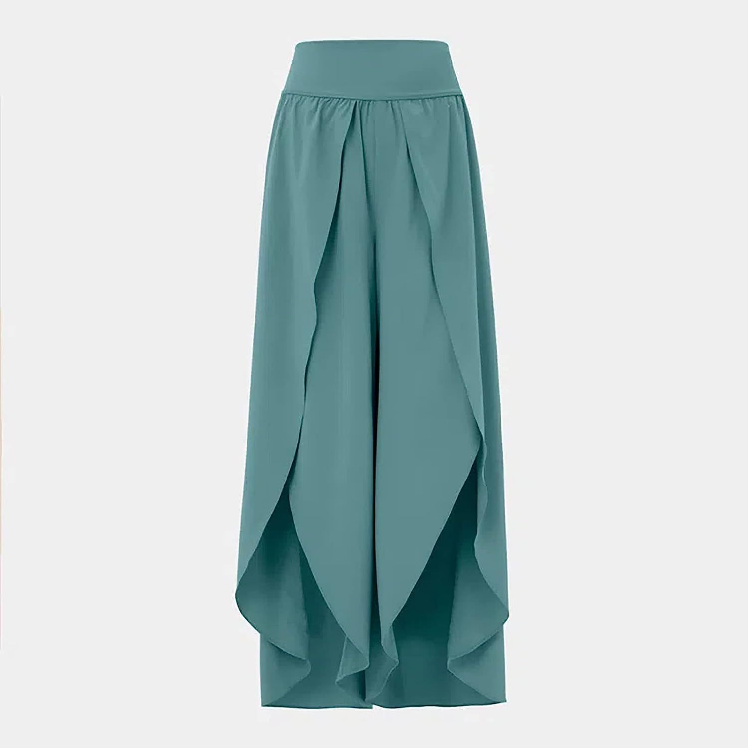 Lady Womens Capris for Summ High Waisted Pants Solid Color Wide Leg Pants Party Cover Up Pants for Swimwear Pants