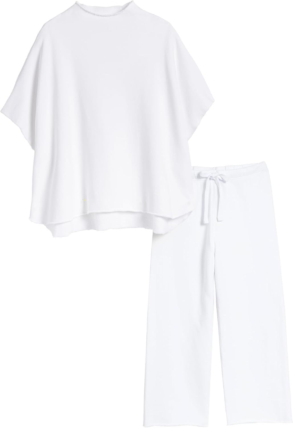 Women's Two Piece Outfits 3/4 Batwing Sleeve Capelet Crew Neck Pullover Top Wide Leg Pants Lounge Set