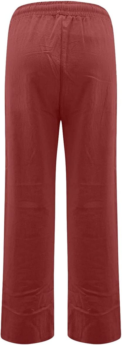 BDNXTV Casual Pants for Women, Women Drawstring Slim Fit Pant Pockets Lightweight Breathable Solid Color Summer Trousers