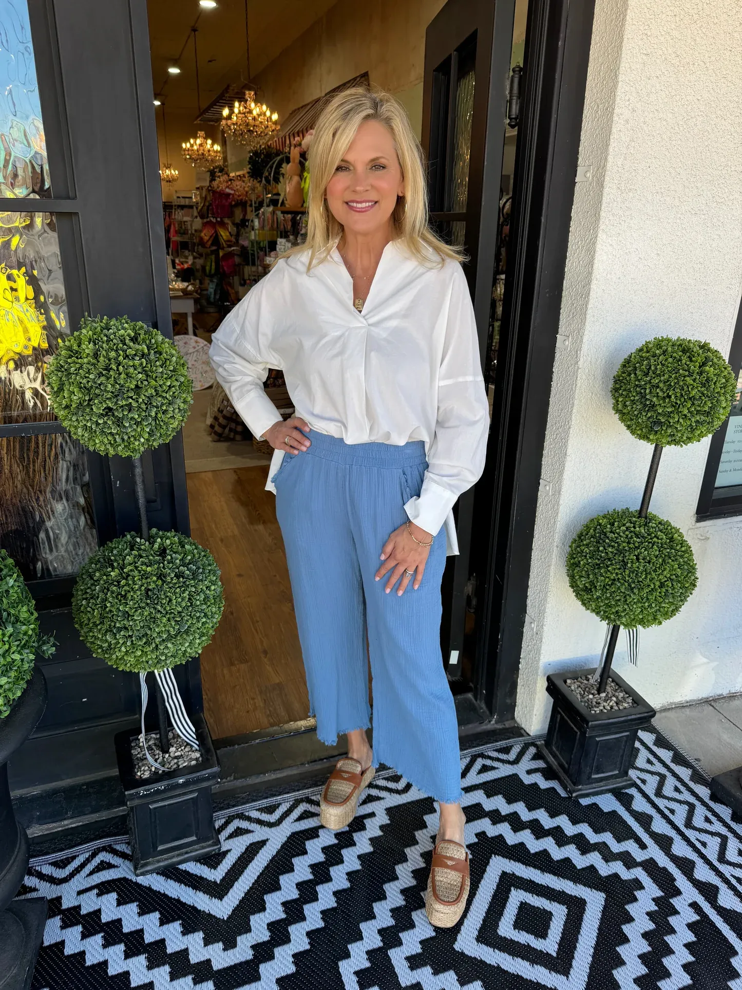 WOMEN'S SUMMER CAPRI WIDE LEG FLOWER PANTS