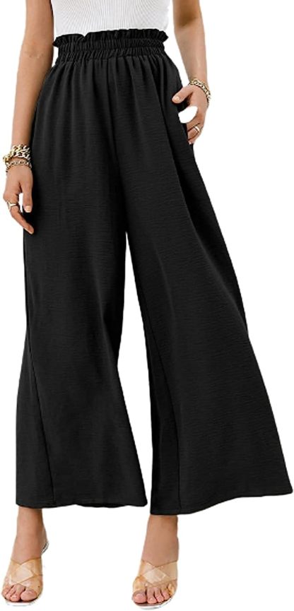 Awoscut Women High Waisted Straight Leg Pants Wide Leg Casual Summer Trouser Comfy Office Work Relaxed Fit Lounge Sweatpants