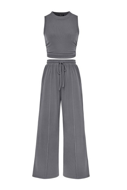 Women 2025 Summer Sleeveless Tank Ribbed 2 Piece Sets-Beach Vacation Summer Lounge Wear Outfits