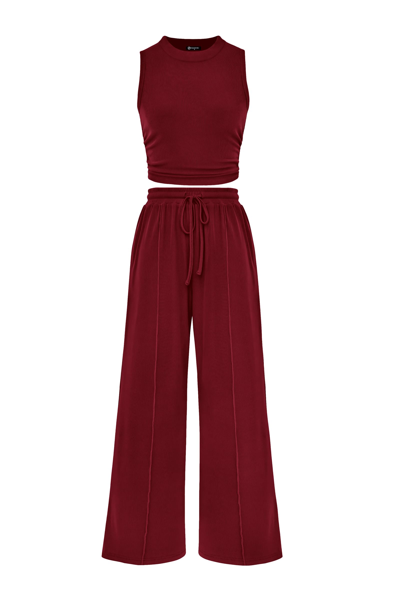 Women 2025 Summer Sleeveless Tank Ribbed 2 Piece Sets-Beach Vacation Summer Lounge Wear Outfits