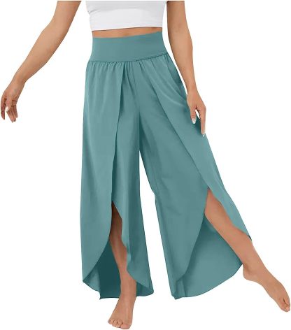 Lady Womens Capris for Summ High Waisted Pants Solid Color Wide Leg Pants Party Cover Up Pants for Swimwear Pants