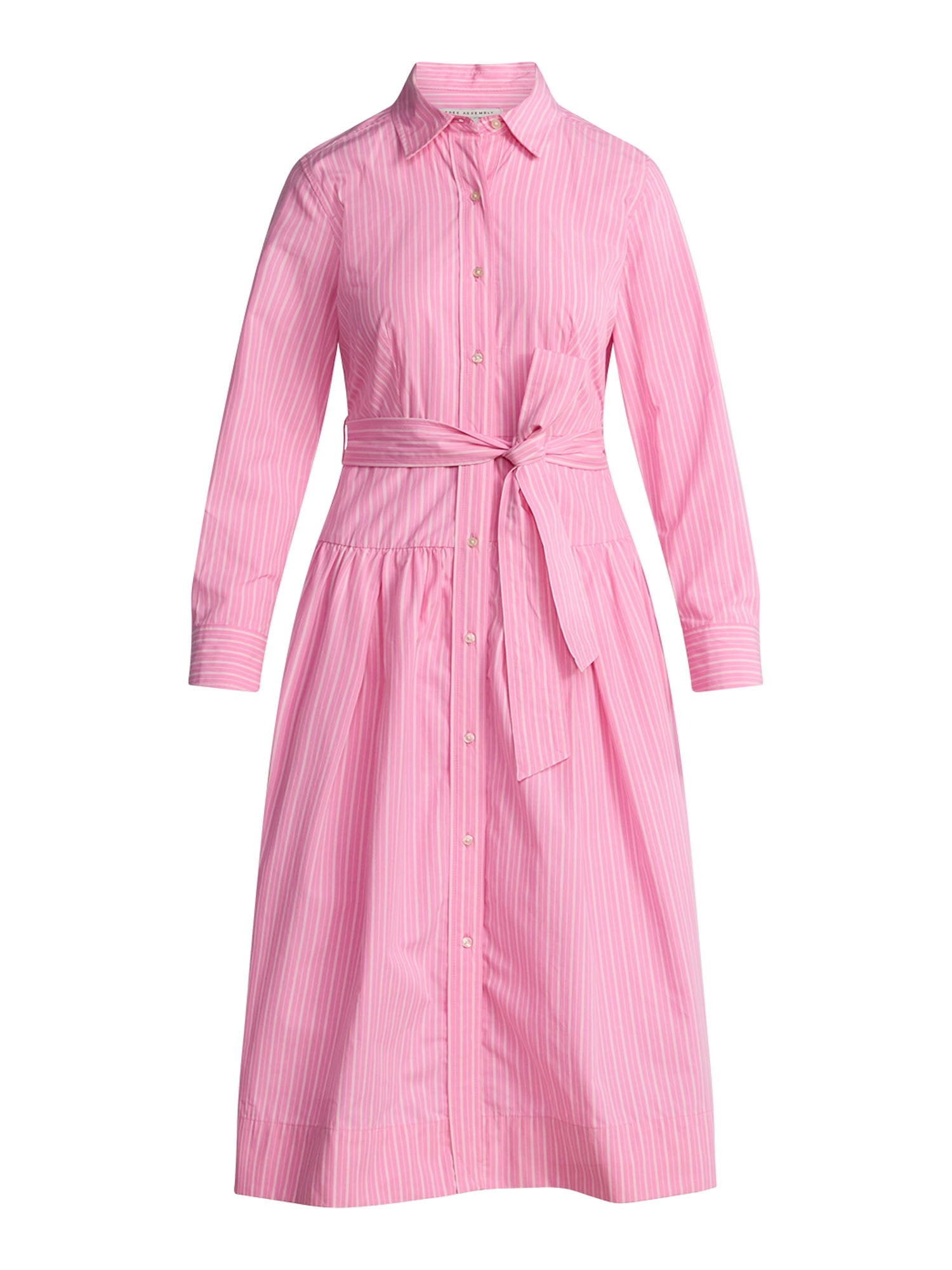 Long-Sleeve Belted Cotton Maxi 