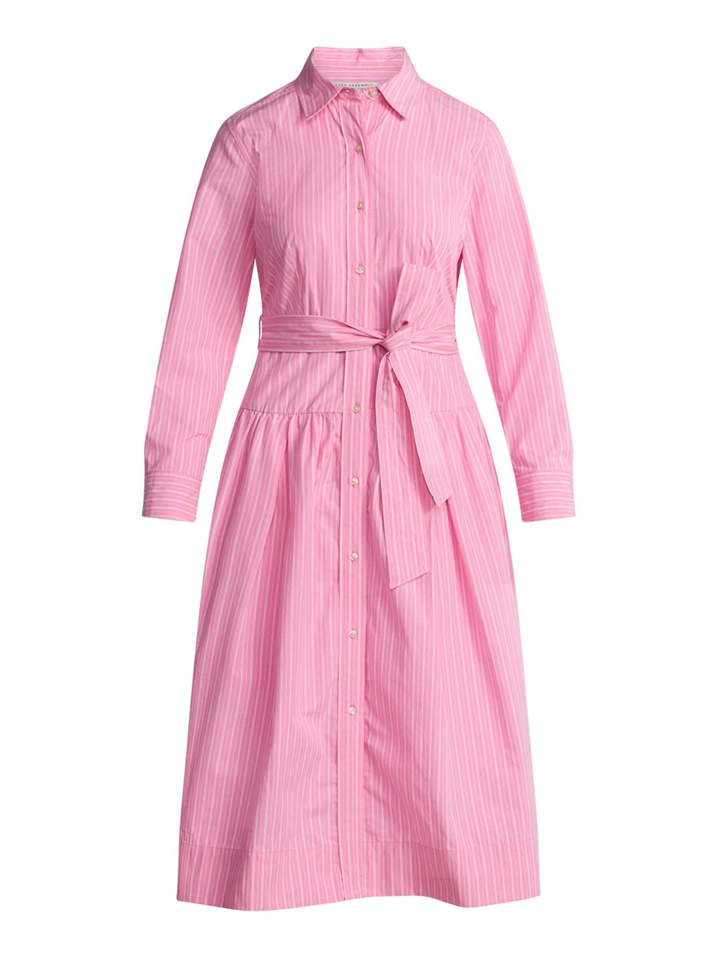 Long-Sleeve Belted Cotton Maxi 