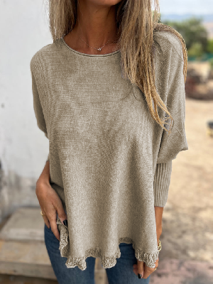 Woman��s Casual Round Neck Lace Top