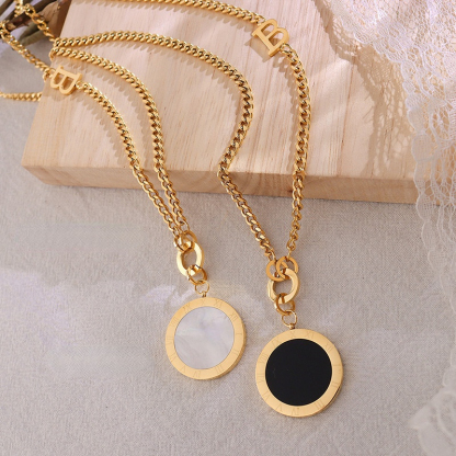 Black & White Double-Sided Pendant Necklace