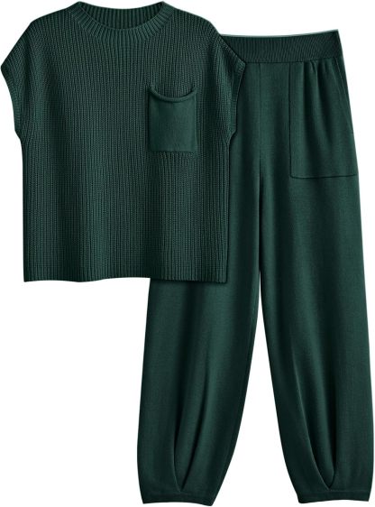 2 Piece Knit Sets For Women Trendy Sweatsuit Sets