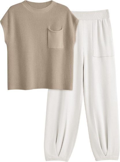 2 Piece Knit Sets For Women Trendy Sweatsuit Sets