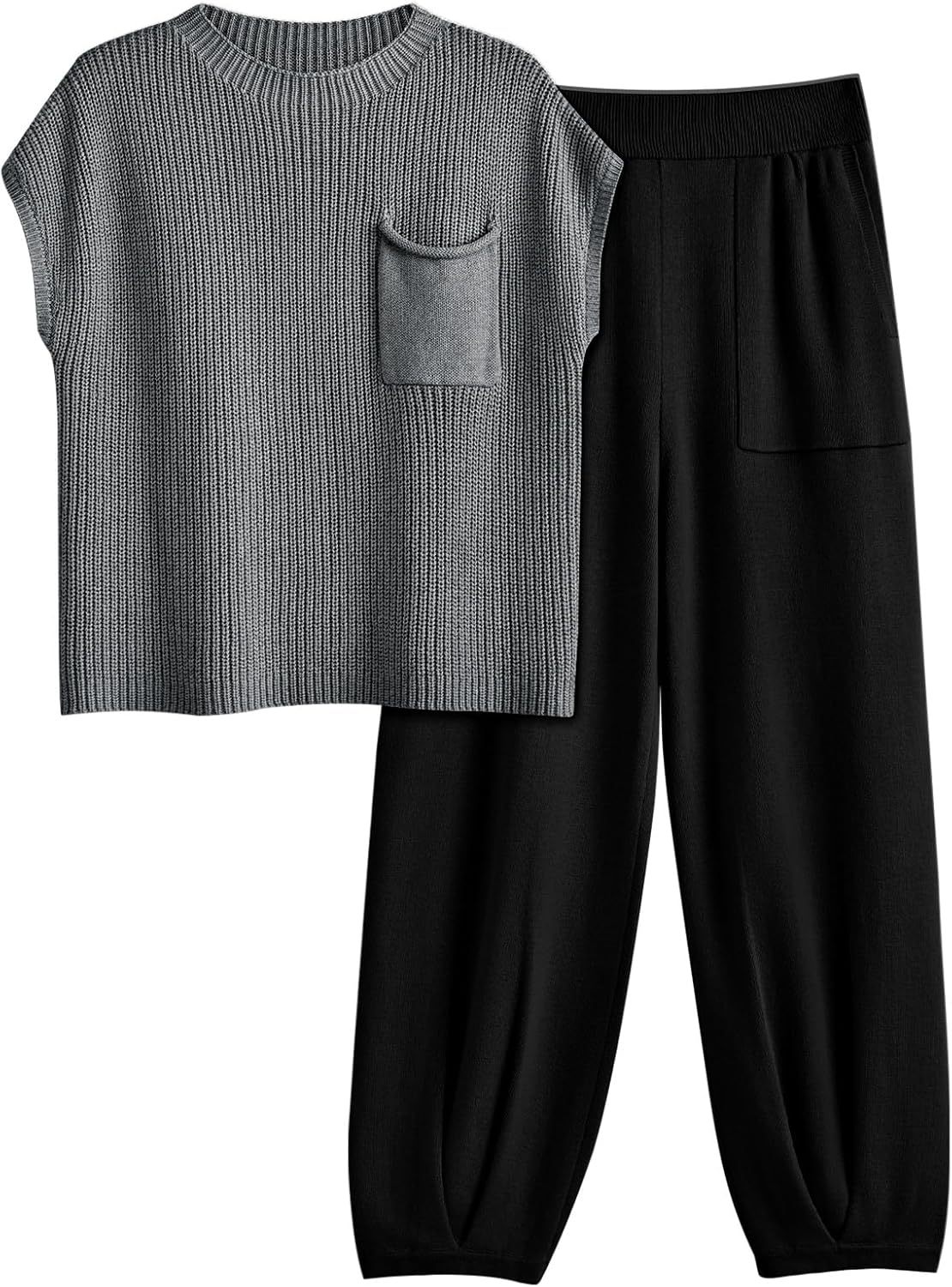 2 Piece Knit Sets For Women Trendy Sweatsuit Sets