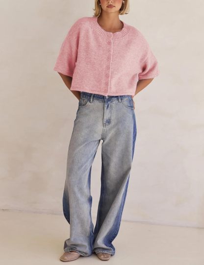 Lightweight Cropped Button Cardigan