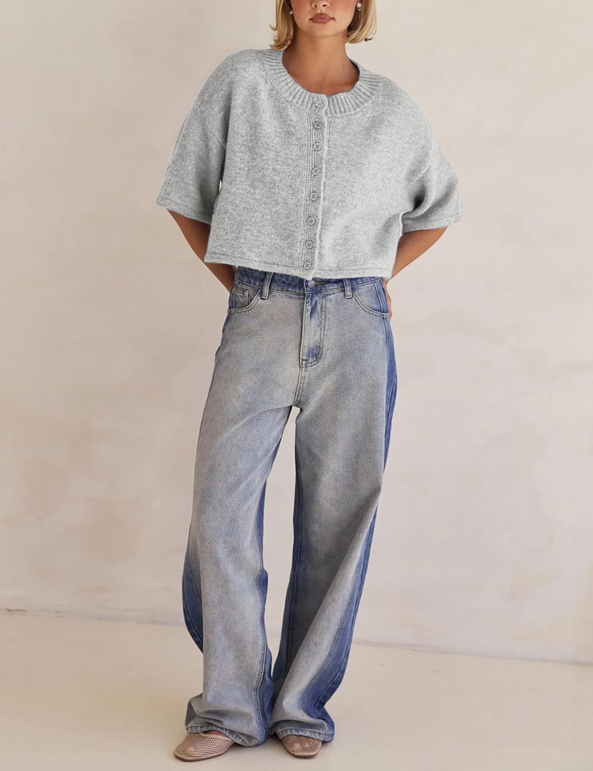 Lightweight Cropped Button Cardigan