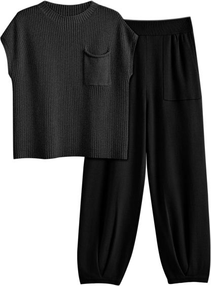 2 Piece Knit Sets For Women Trendy Sweatsuit Sets