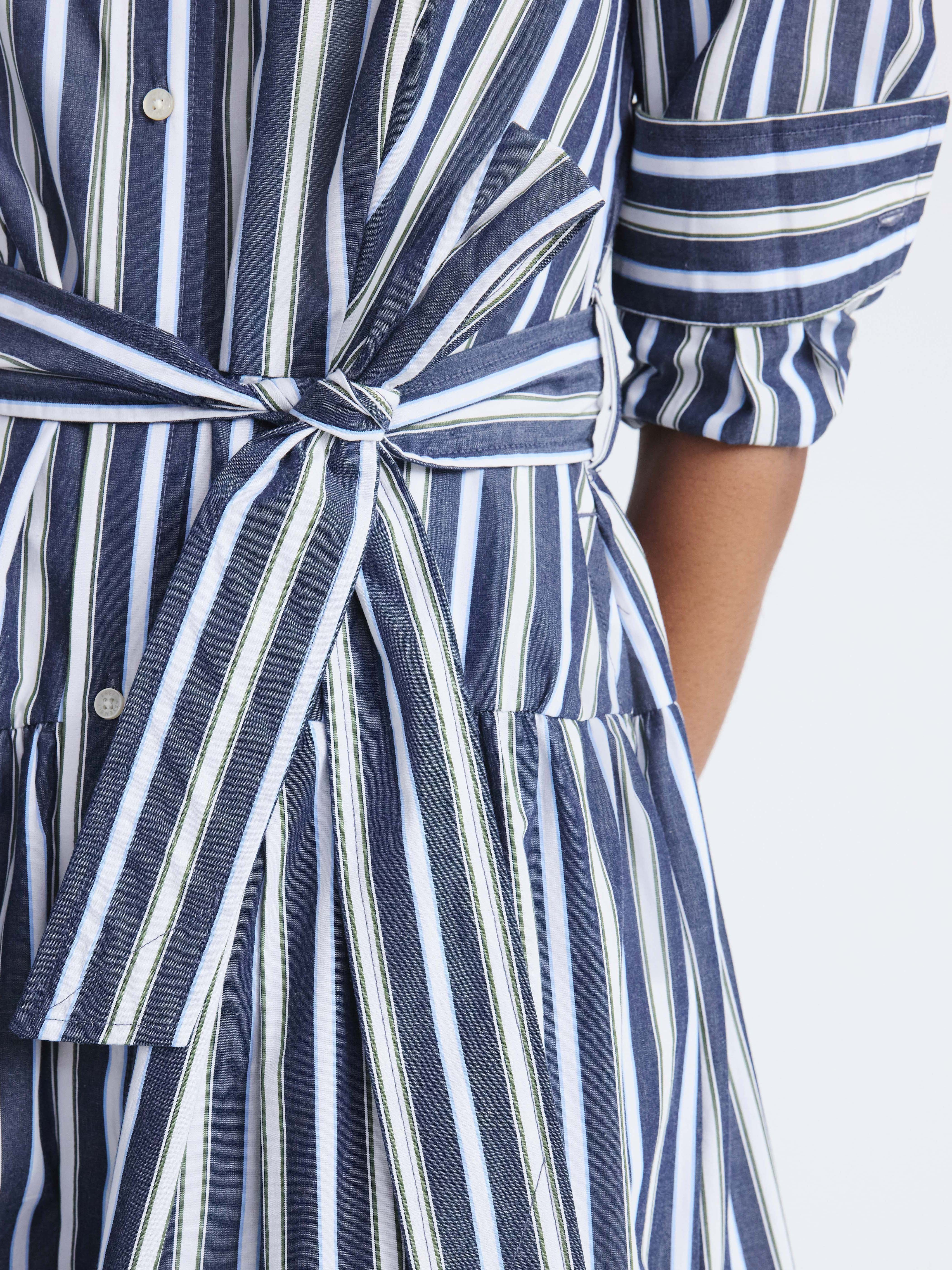 Long-Sleeve Belted Cotton Maxi 